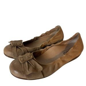 Abeo Tabitha Tan Leather Ballet Flats Arch Footbed Slip On Shoes Narrow Width 7N